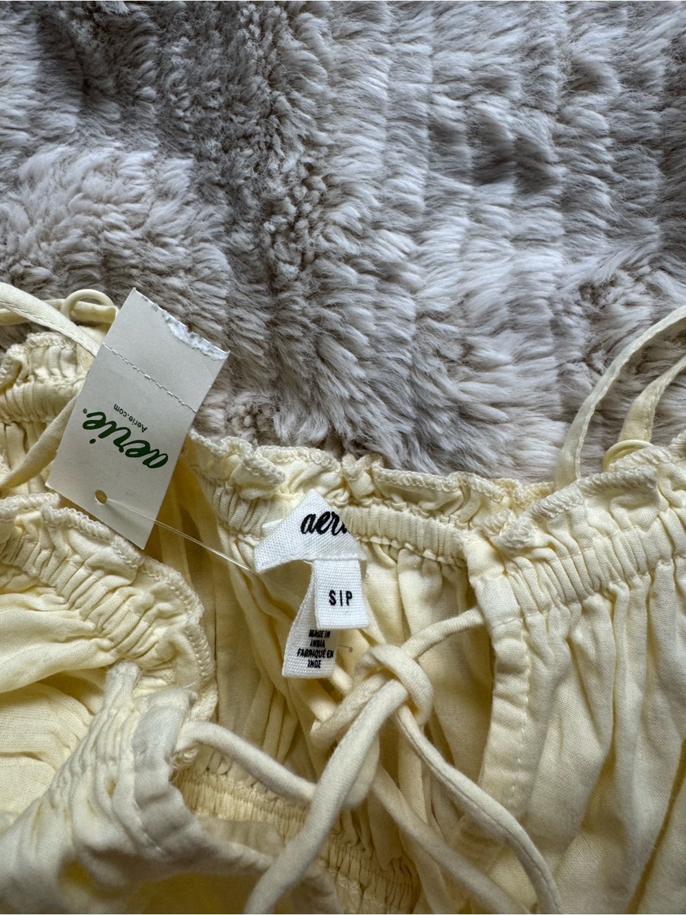 Aerie Light Yellow Ruffled Spaghetti Strap Peplum Top - Picture 3 of 3
